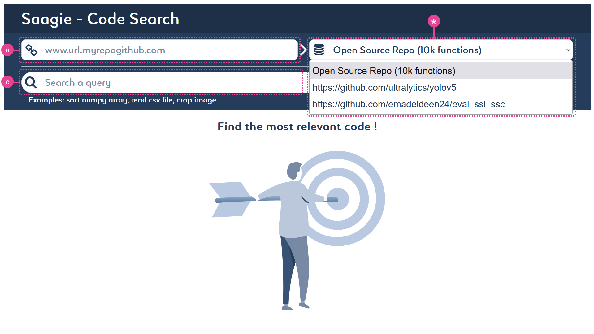 add on saagie code search git repository