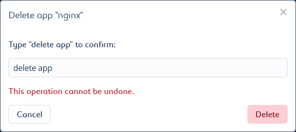 app delete confirmation message