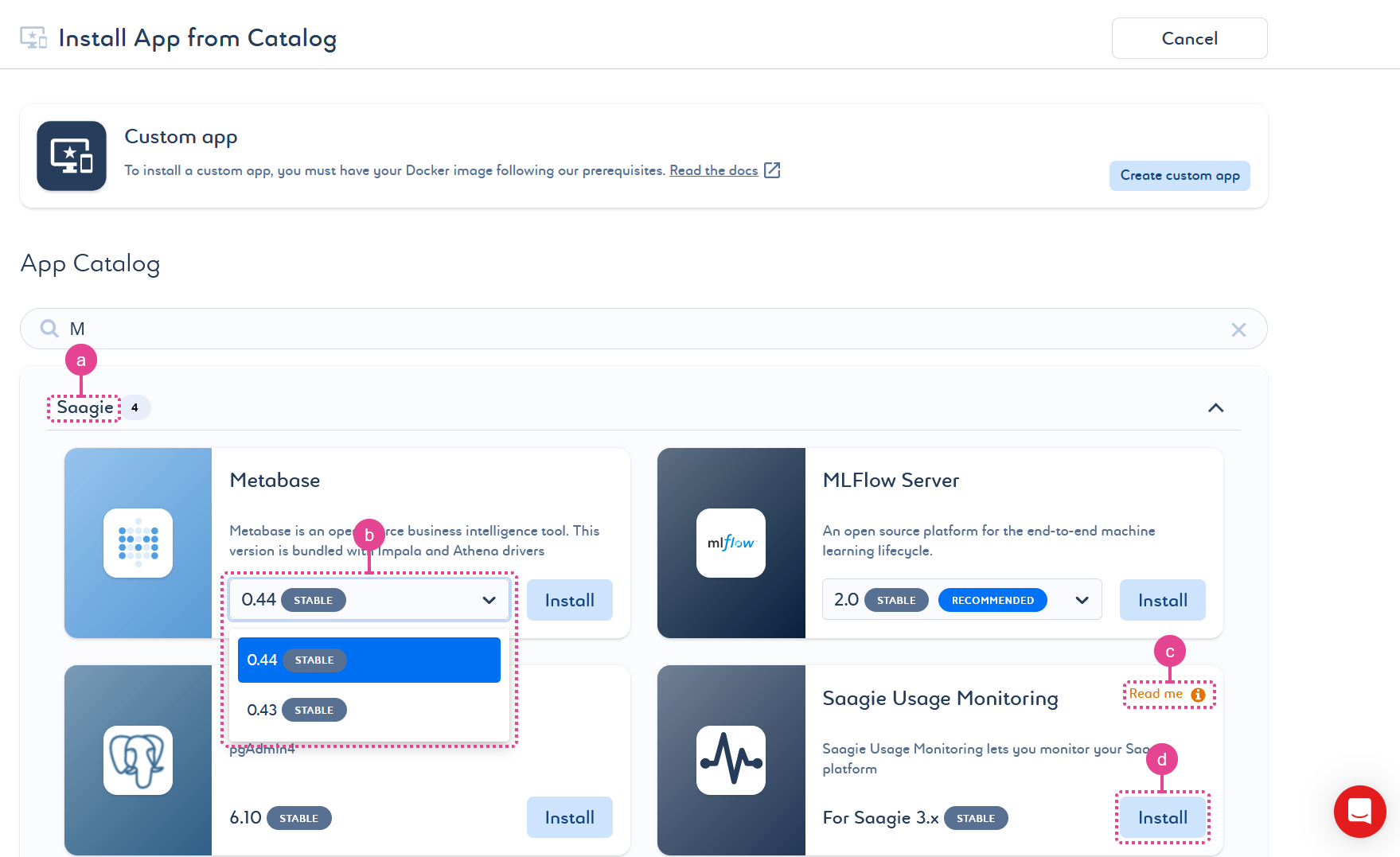 Choose the repository and technology for the app installation