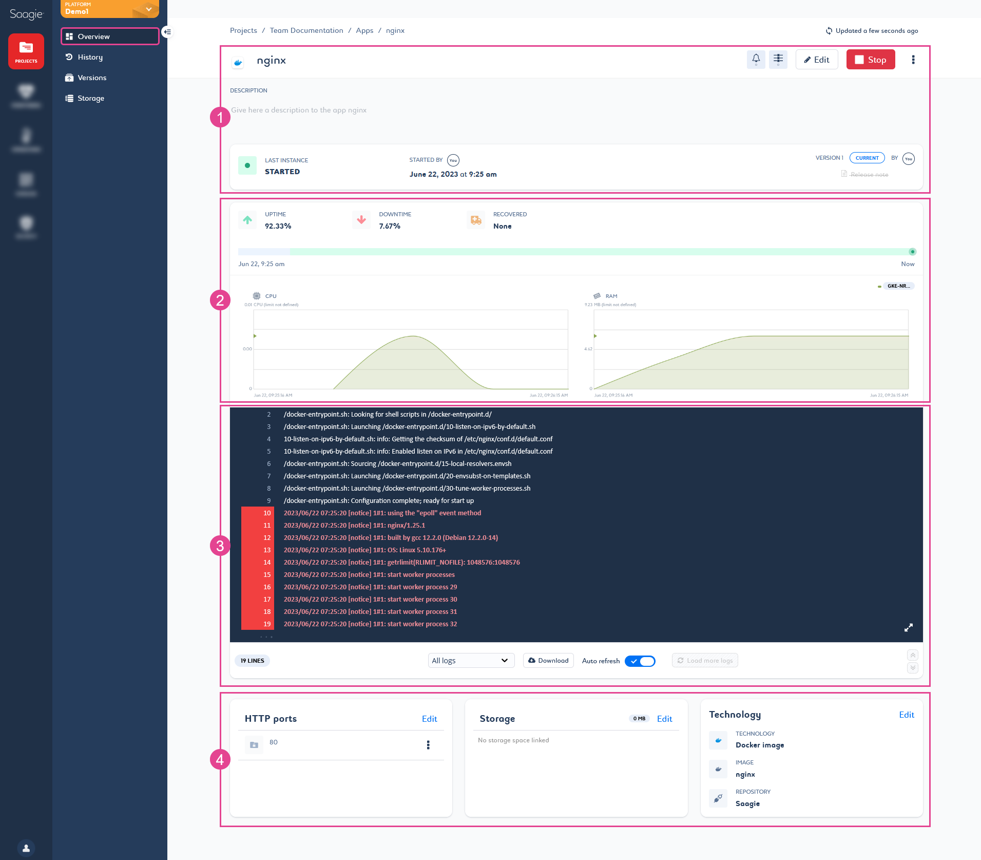 Screenshot of the "Overview" page of an app.