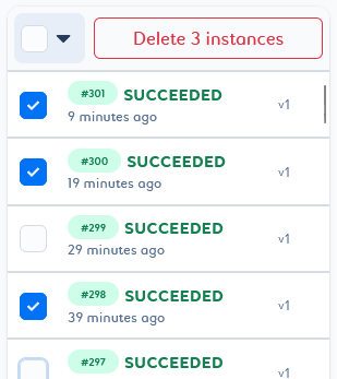job deletion instance selection