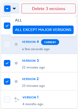 job deletion version filter