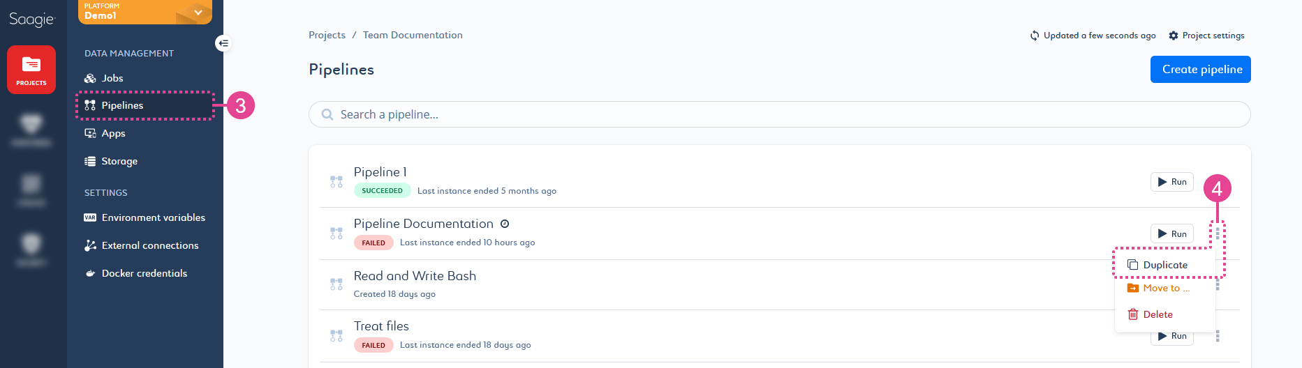 pipeline duplicate library