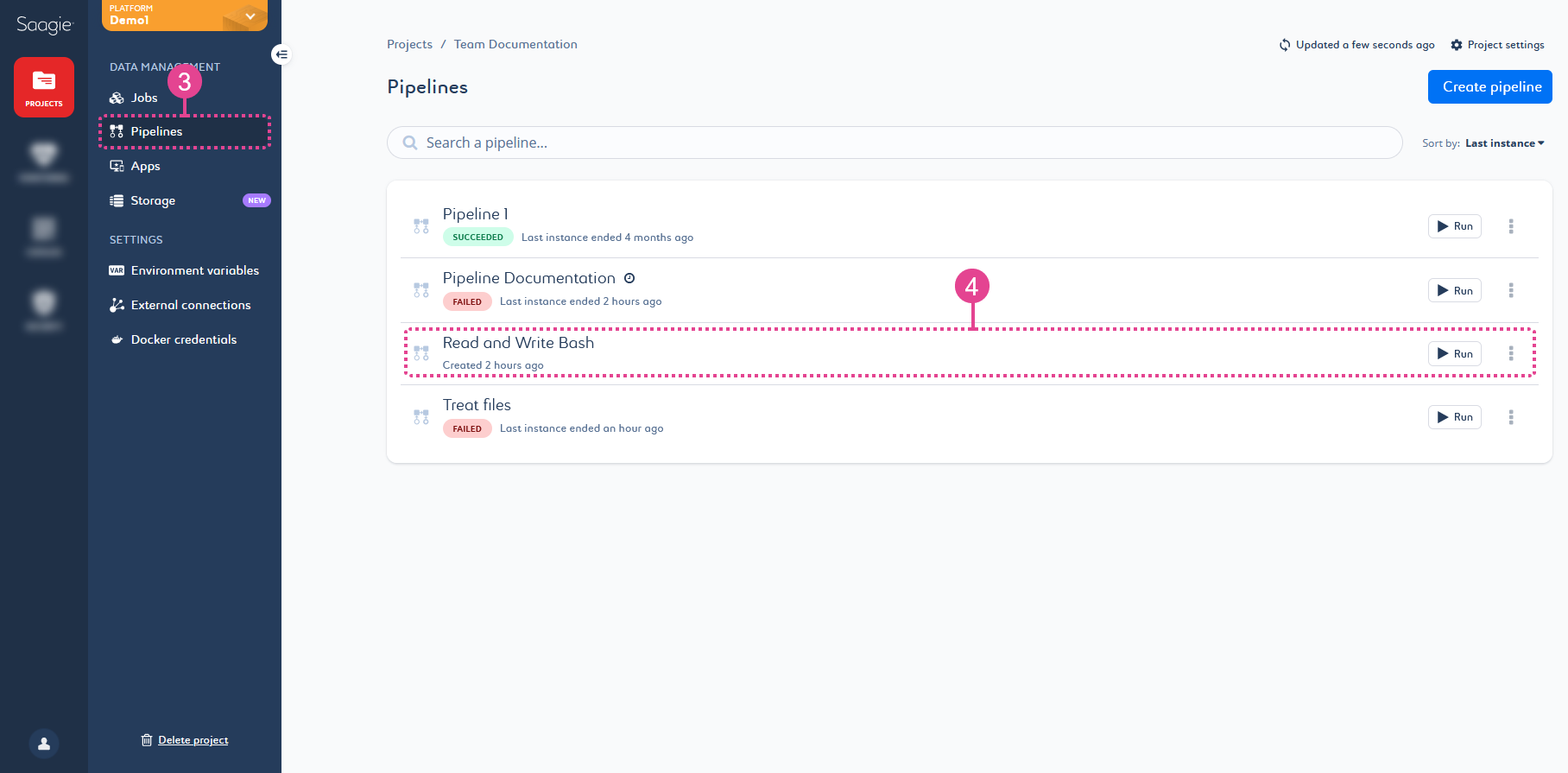 Navigate to your pipeline