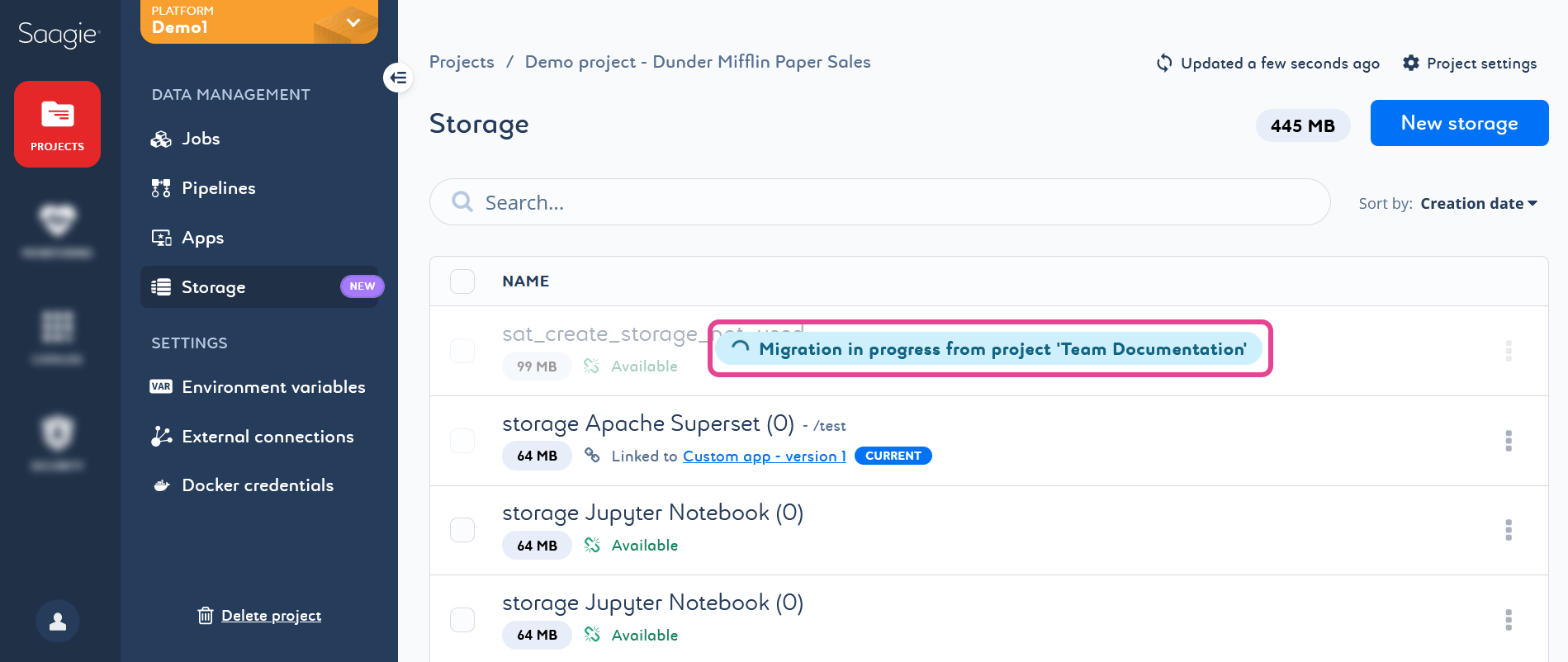 storage migration in progress bar