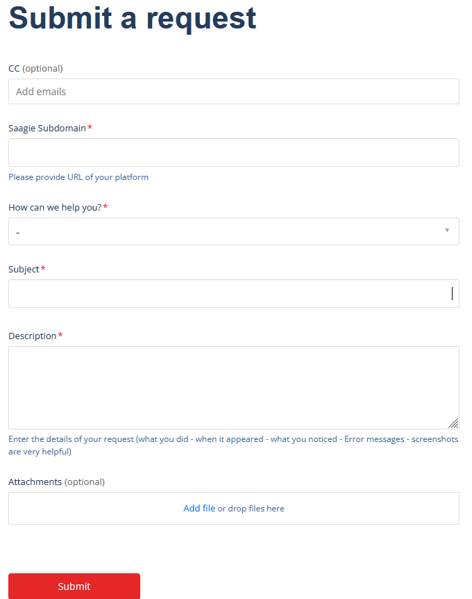 submit a request page